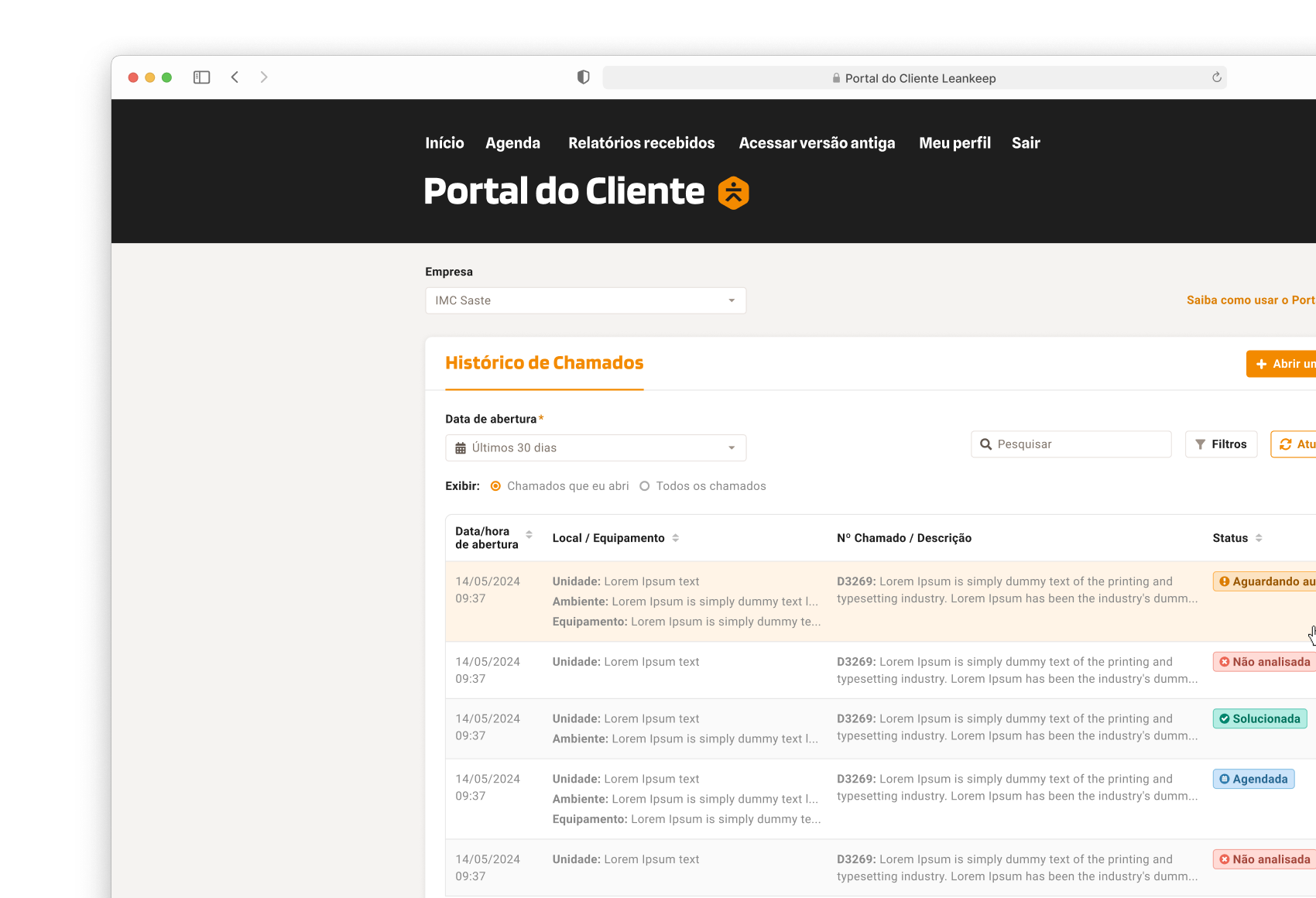 Visual do slide de corretivas