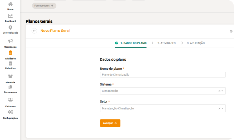 Tela de modelo de planilha pronta
