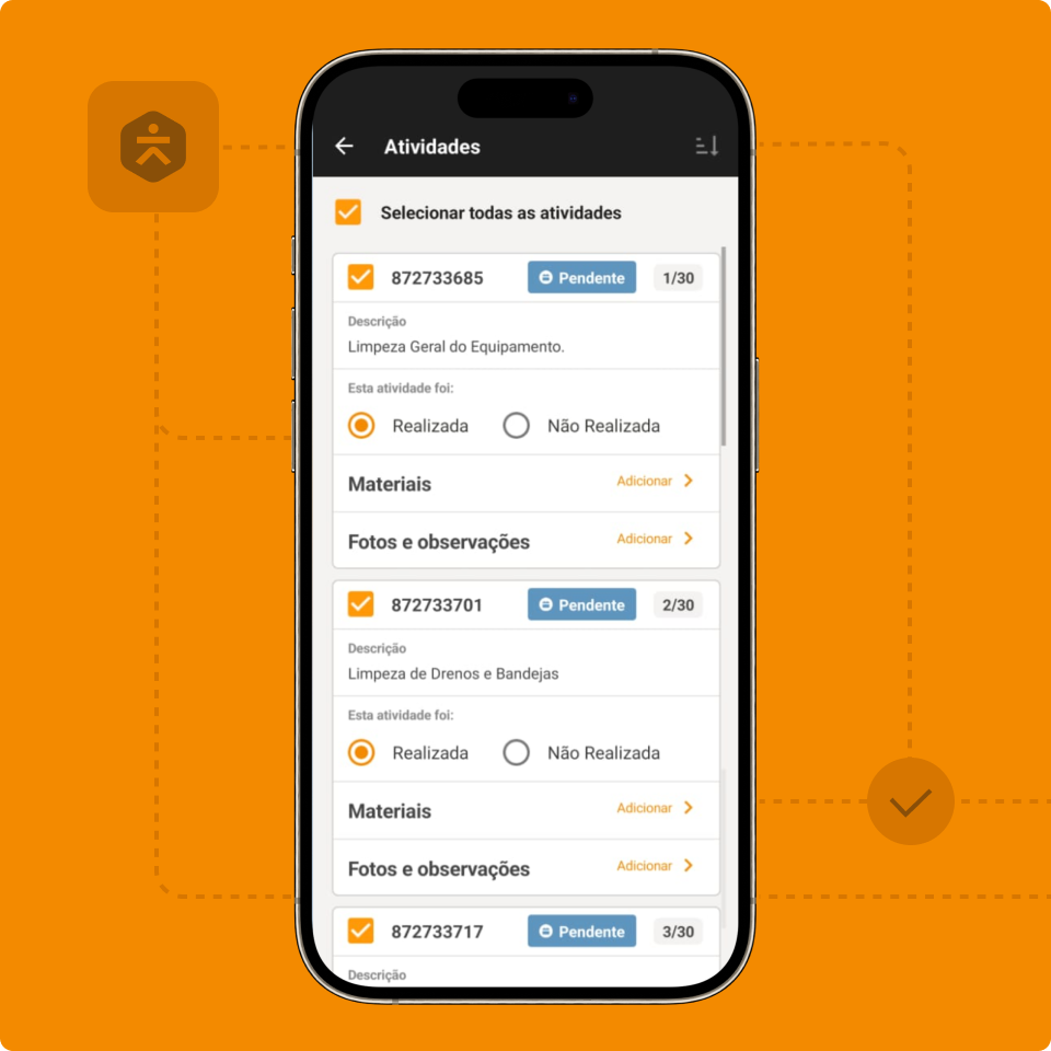 Aplicativo Leankeep mostrando tarefas no celular
