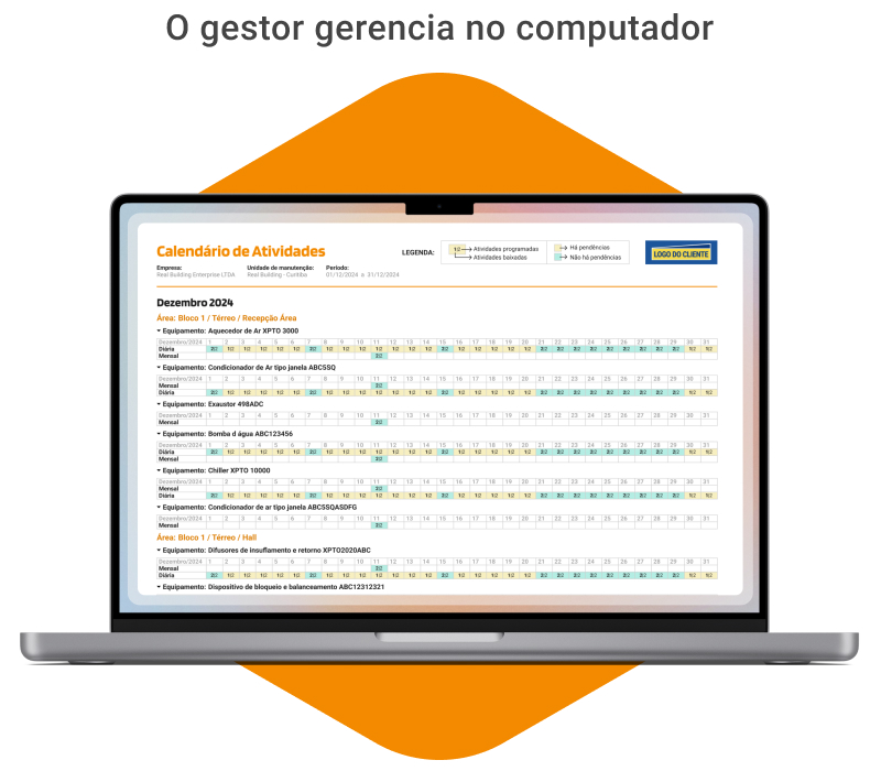 Calendário e dashboards do Leankeep no notebook